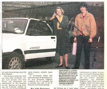 Ausriss mit Foto der beiden Palliaviva-Gründerinnen aus der Züri Woche von 1989.